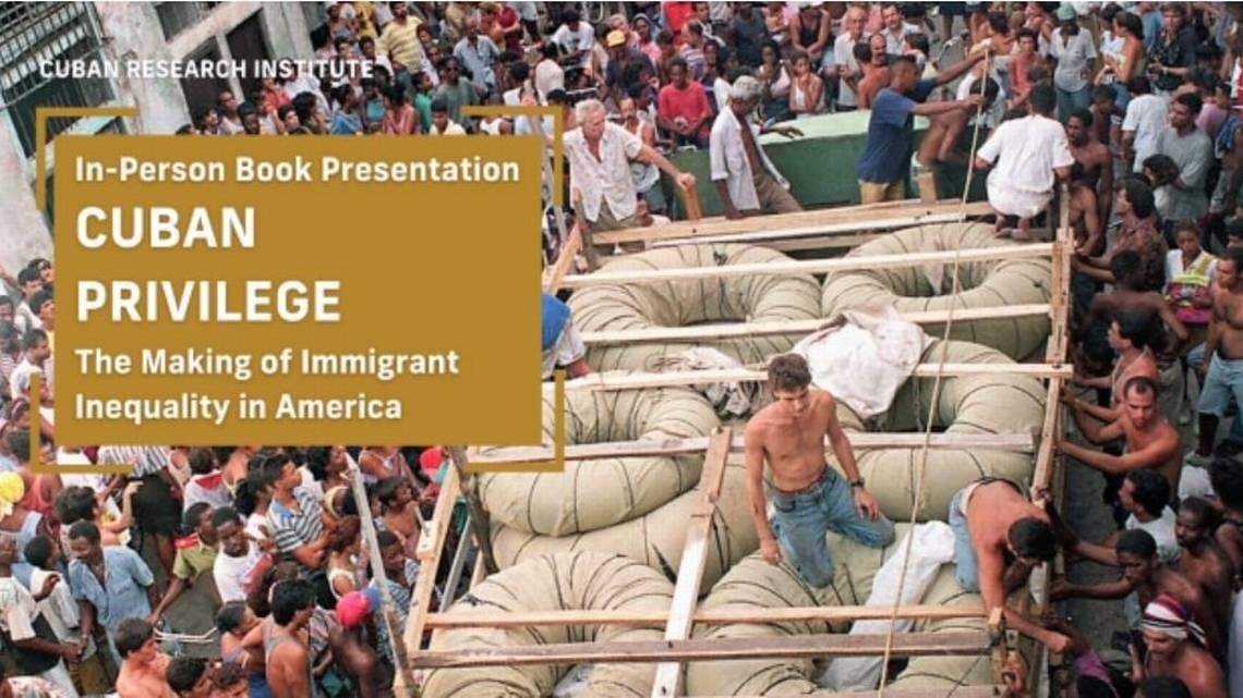 Image from a flyer promoting a Dec. 9 event by Florida International University’s Cuban Research Institute for author Susan Eva Eckstein’s book on differences in U.S. immigration policy titled “Cuban Privilege.”