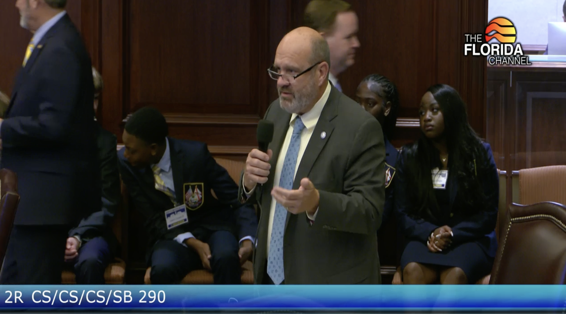 Florida Senator Keith Truenow speaks to the full floor about the Farm Bill passed on Florida Senate on Thursday, Feb. 19