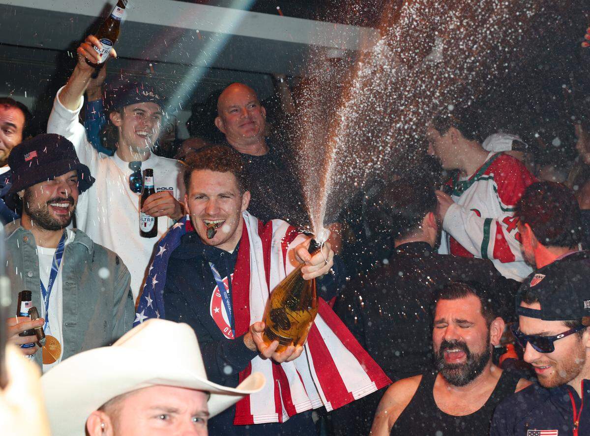 MIAMI, FLORIDA - FEBRUARY 23: Matthew Tkachuk attends a celebration of the USA Men's Hockey Team's Olympic Gold at E11EVEN Miami on February 23, 2026 in Miami, Florida.  (Photo by Alexander Tamargo/Getty Images for E11EVEN Miami)