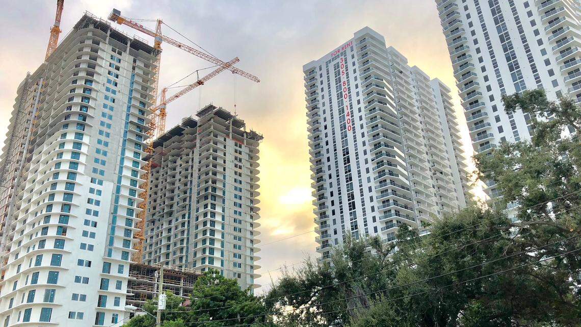 New residential towers in Miami’s Omni district north of downtown include units that were set aside as affordable “workforce” housing in voluntary negotiations with city planners.