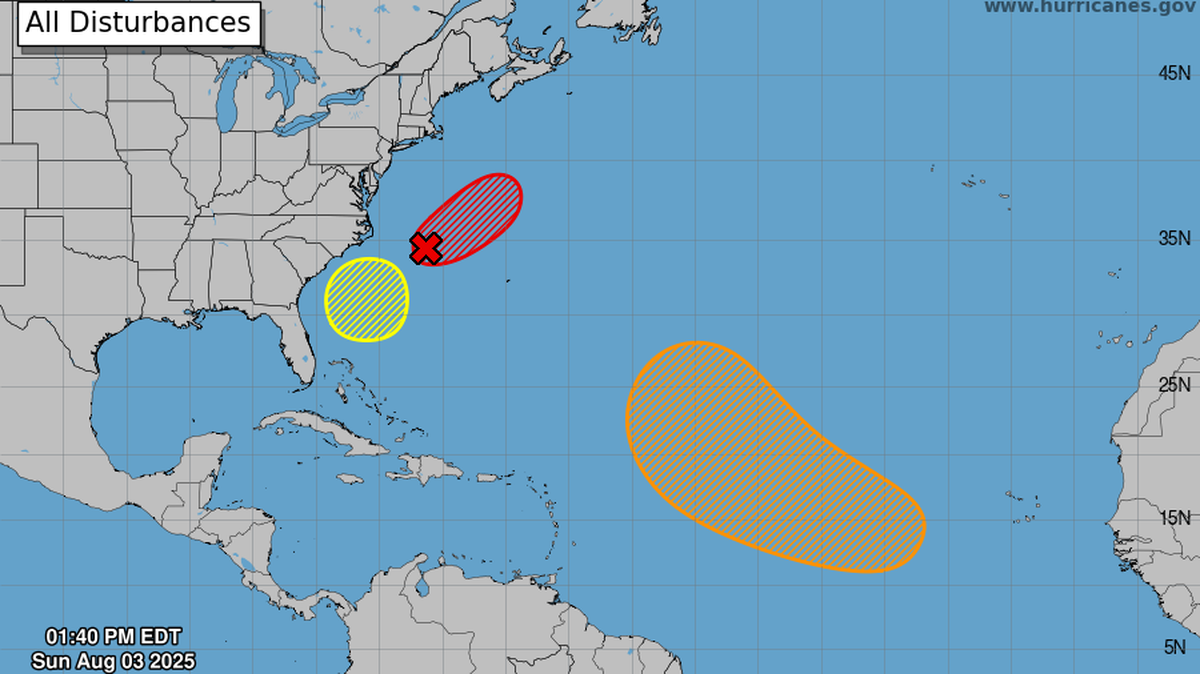 A tropical storm may develop off North Carolina coast in the coming days. Forecasters are also tracking two systems near the Caribbean and the Southeastern U.S.