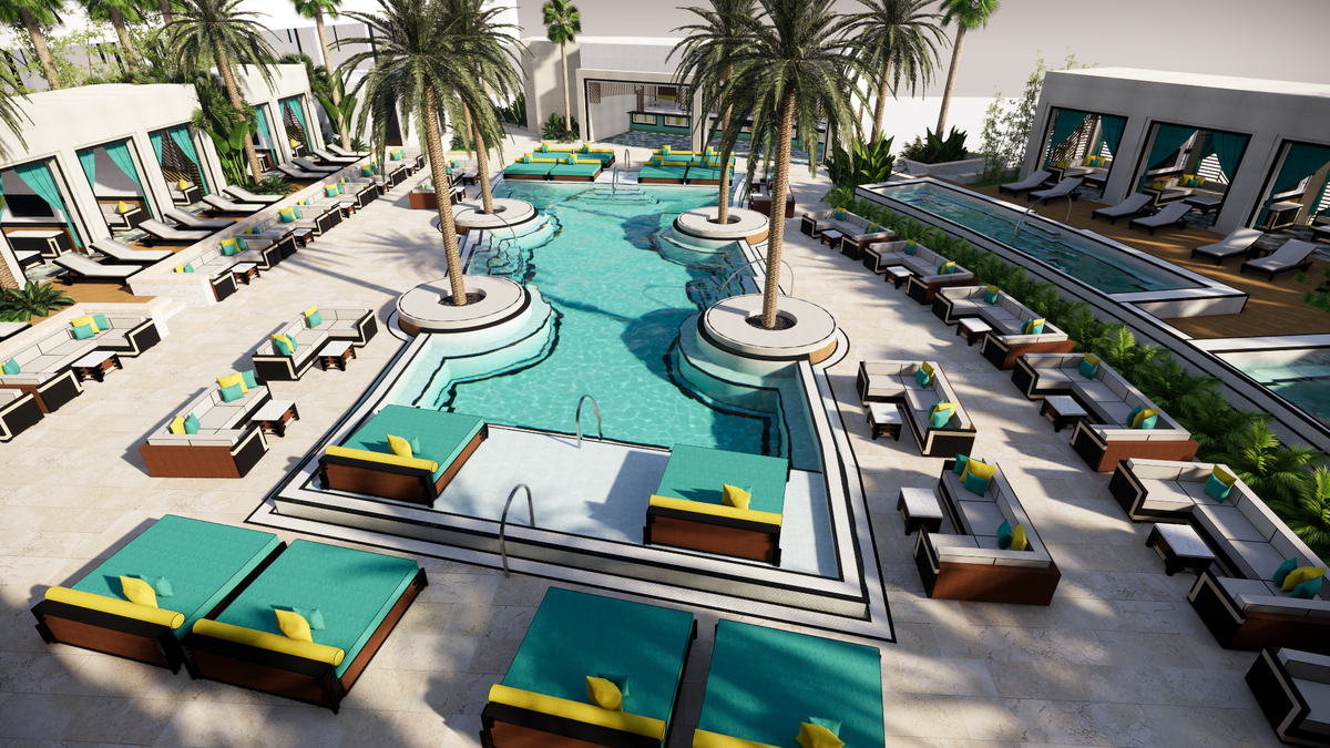 This rendering of the pool at the new Daer South Florida dayclub makes us never want to leave.