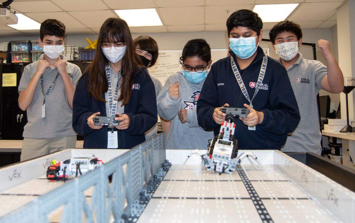 A group of students working on a robotics project at Doral Academy of Technology, 2601 NW 112th Ave. It ranked No. 1 for public middle schools in Miami-Dade. It also ranked No. 1 in Florida Charter Middle Schools and No. 2 for Florida middle schools.