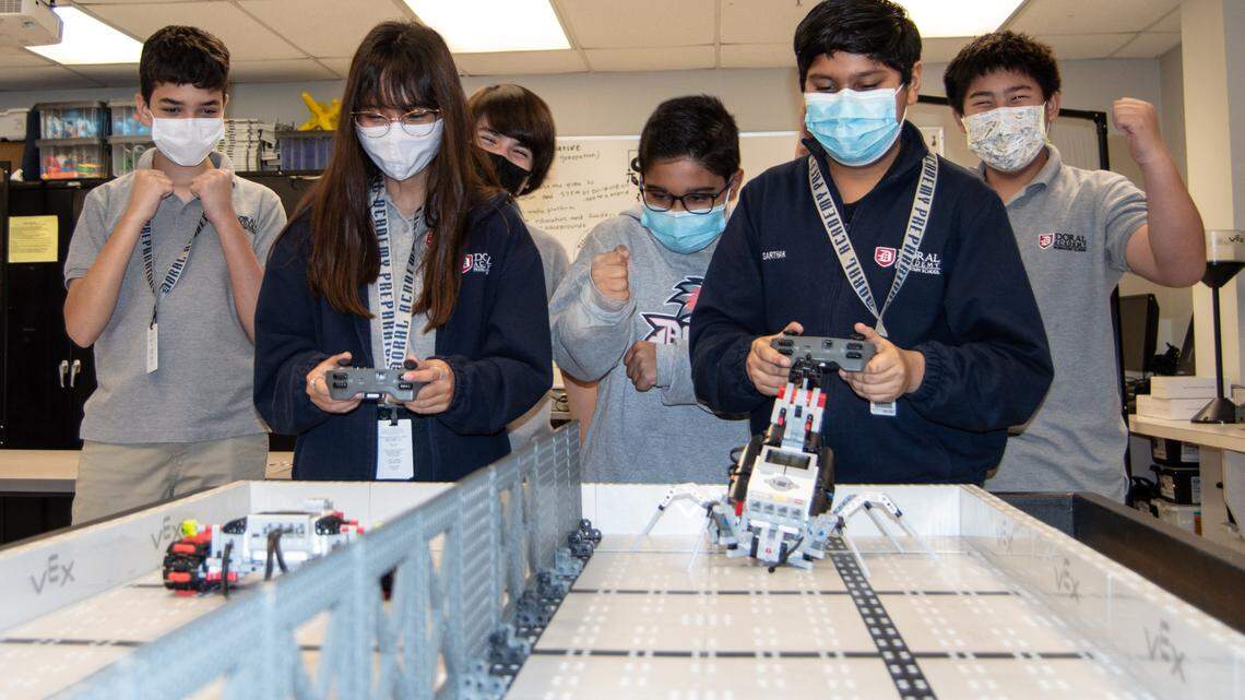 A group of students working on a robotics project at Doral Academy of Technology, 2601 NW 112th Ave. It ranked No. 1 for public middle schools in Miami-Dade. It also ranked No. 1 in Florida Charter Middle Schools and No. 2 for Florida middle schools.