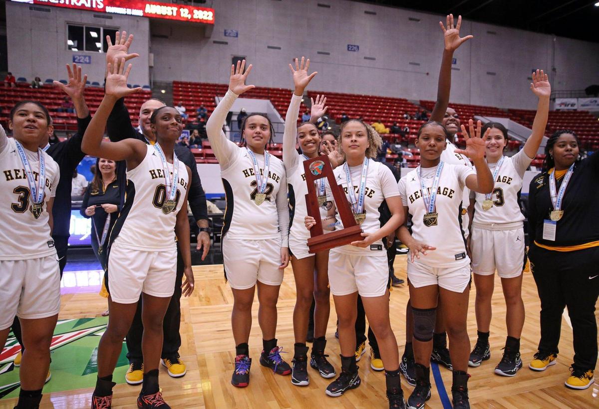 American Heritage wins their fifth state championship in a row after defeating Bishop Moore in the Class 5A girls basketball state championship at the RP Funding Center in Lakeland on Saturday, February 26, 2022.