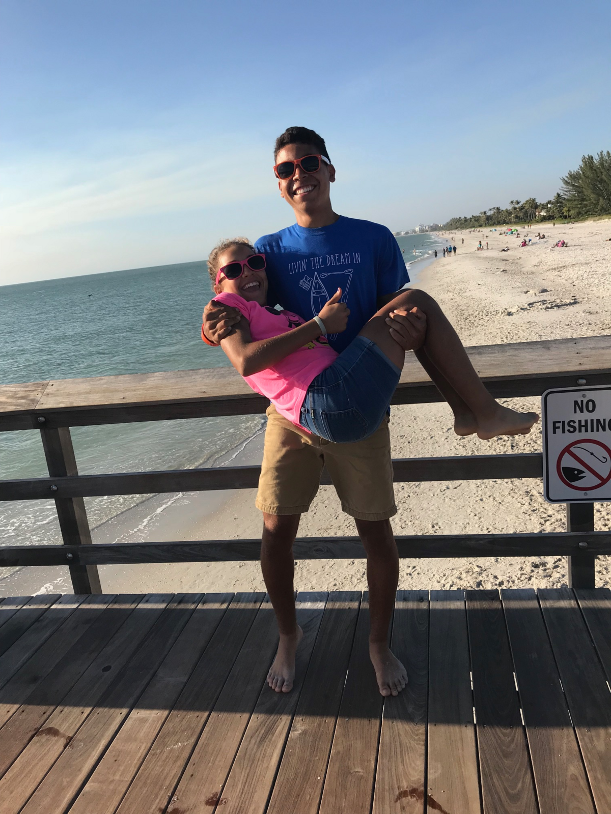 Siblings Lauran and Keegan Simms on the Naples Pier in March.