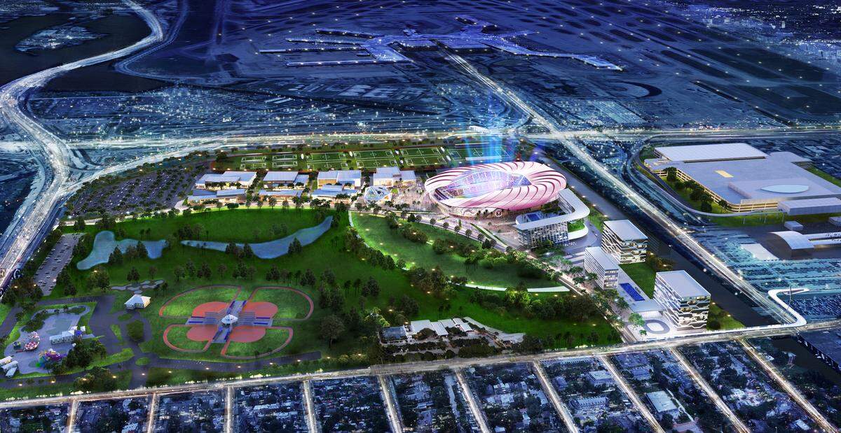 An artist’s rendering of Miami Freedom Park, the proposed redevelopment of Melreese golf course.