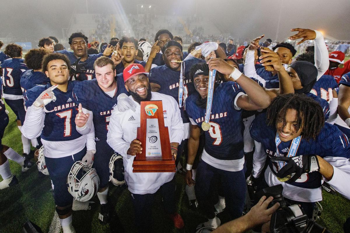 Chaminade-Madonna shutout Berkeley Prep 21-0 to claim the 3A State Championship title at Gene Cox Stadium on Friday, Dec. 10, 2021.