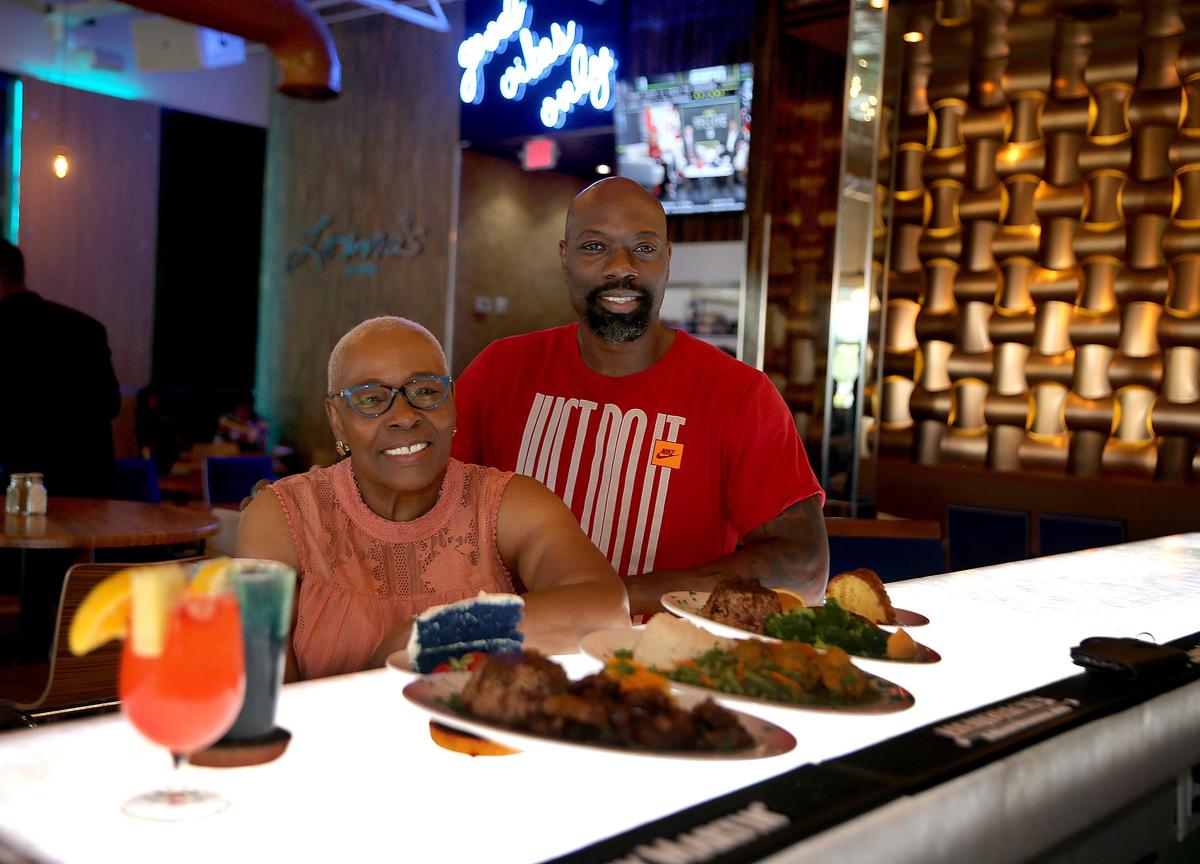 Lorna Westmoreland and her son, Matari Bodie, owners of Lorna’s Caribbean and American Grille Restaurant.