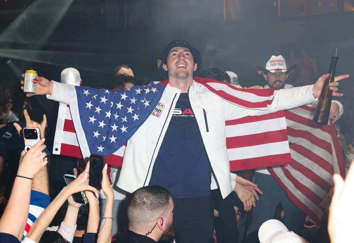 MIAMI, FLORIDA - FEBRUARY 23: Zach Werenski attends a celebration of the USA Men's Hockey Team's Olympic Gold at E11EVEN Miami on February 23, 2026 in Miami, Florida.  (Photo by Alexander Tamargo/Getty Images for E11EVEN Miami)