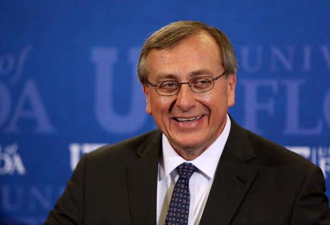 File photo of University of Florida President Kent Fuchs during a press conference at Emerson Alumni Hall in Gainesville in 2014.