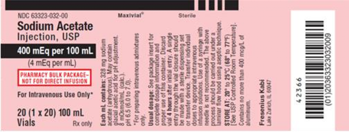The label on the recalled Sodium Acetate Injection.