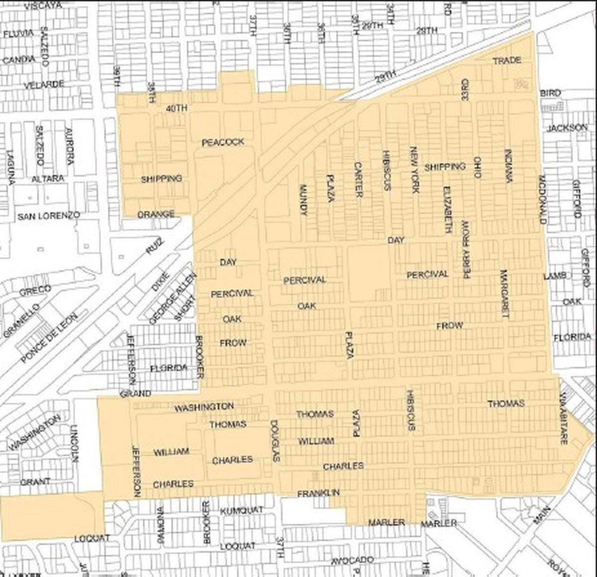 This map shows the boundaries of the West Grove Community Redevelopment Agency.