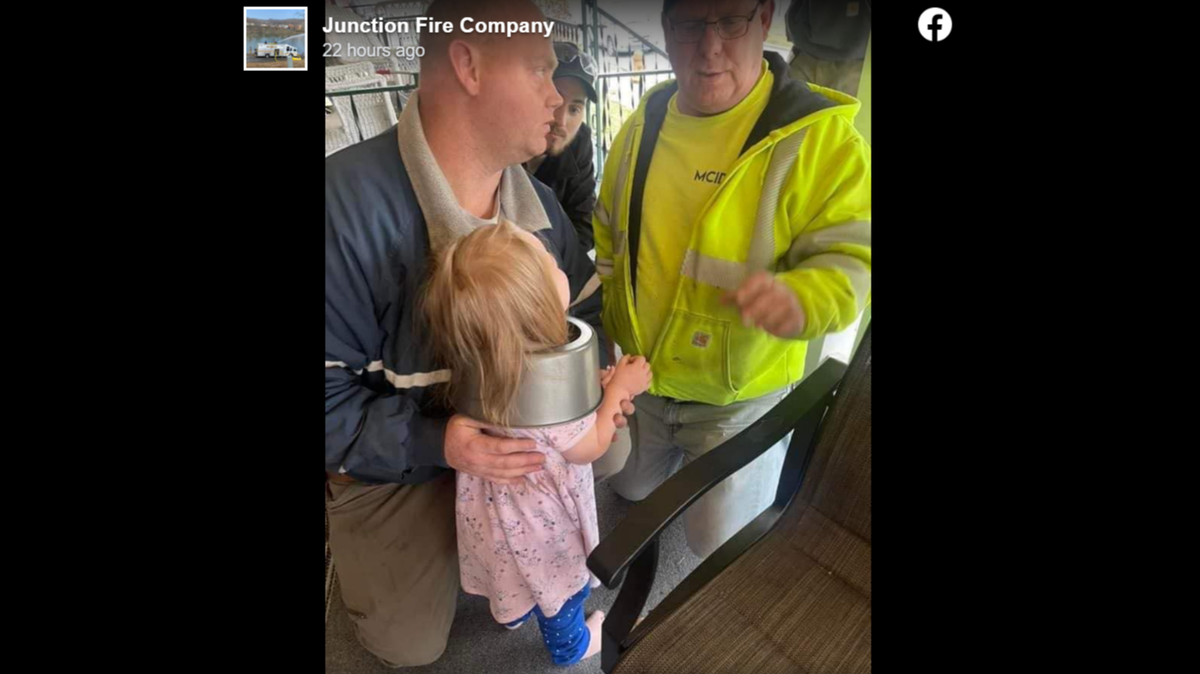 A girl got her head stuck in a cake pan and needed rescued, officials said.