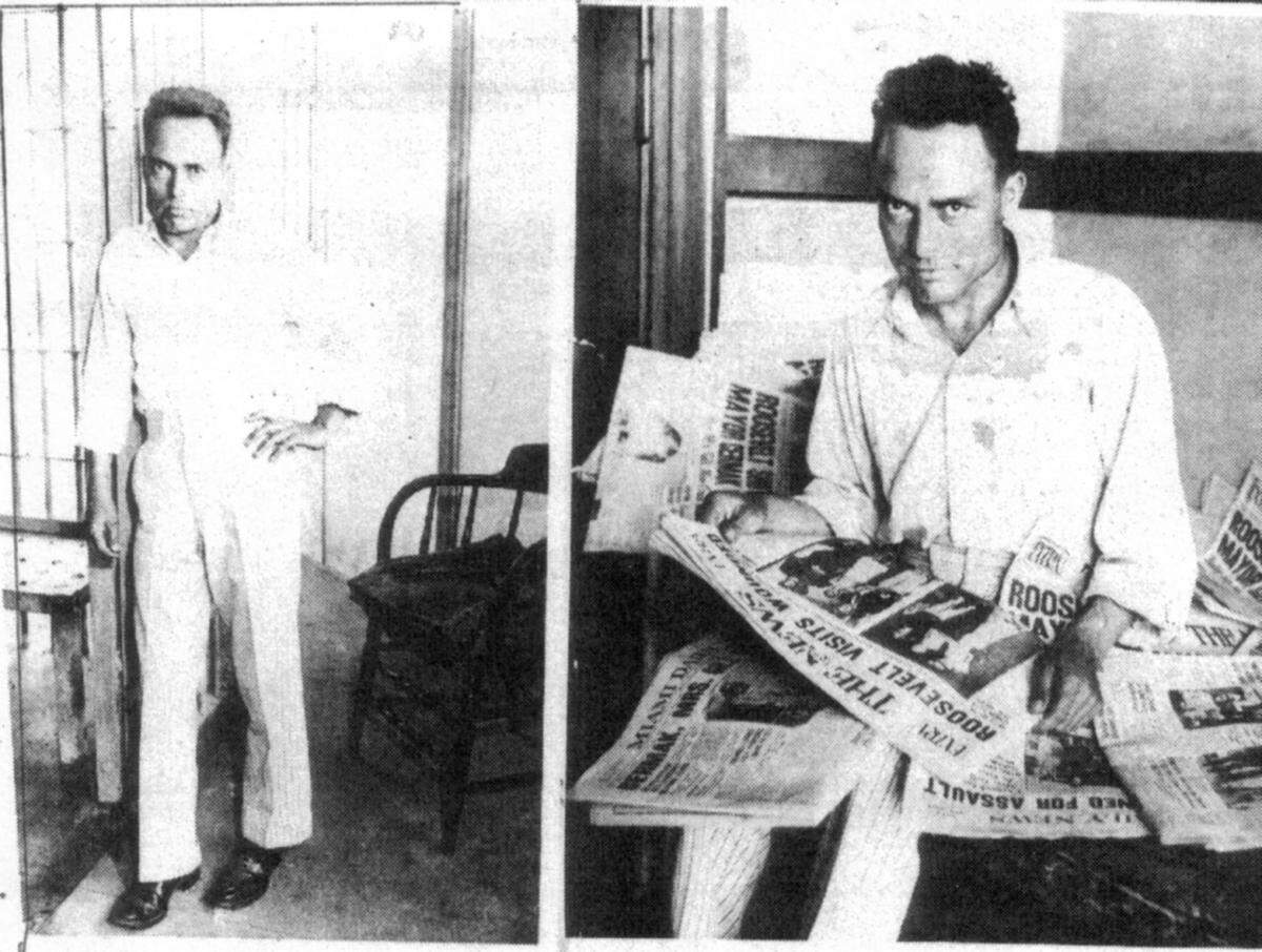 Giuseppe Zangara in the Dade County Jail, reading the newspapers the day after he made history.