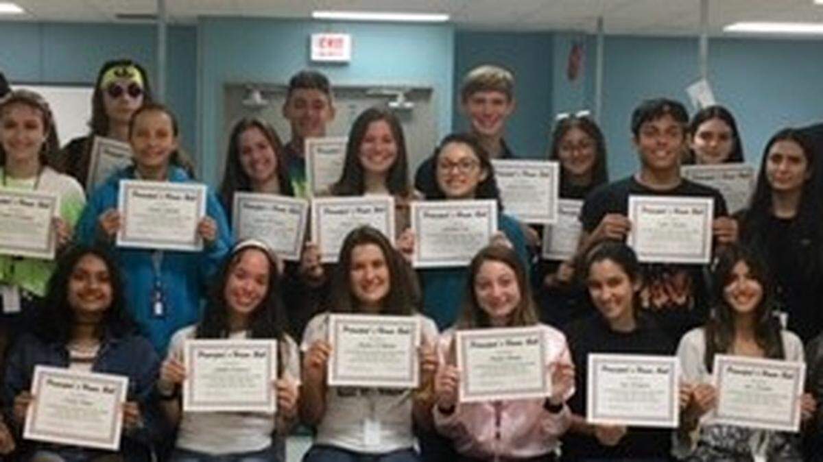Several students from Cutler Bay High School recently made Principal’s Honor Roll after receiving all A’s in grades and conduct, and all 1’s in effort. The students were feted at a breakfast at the school and received certificates signed by Principal Lucas De La Torre.