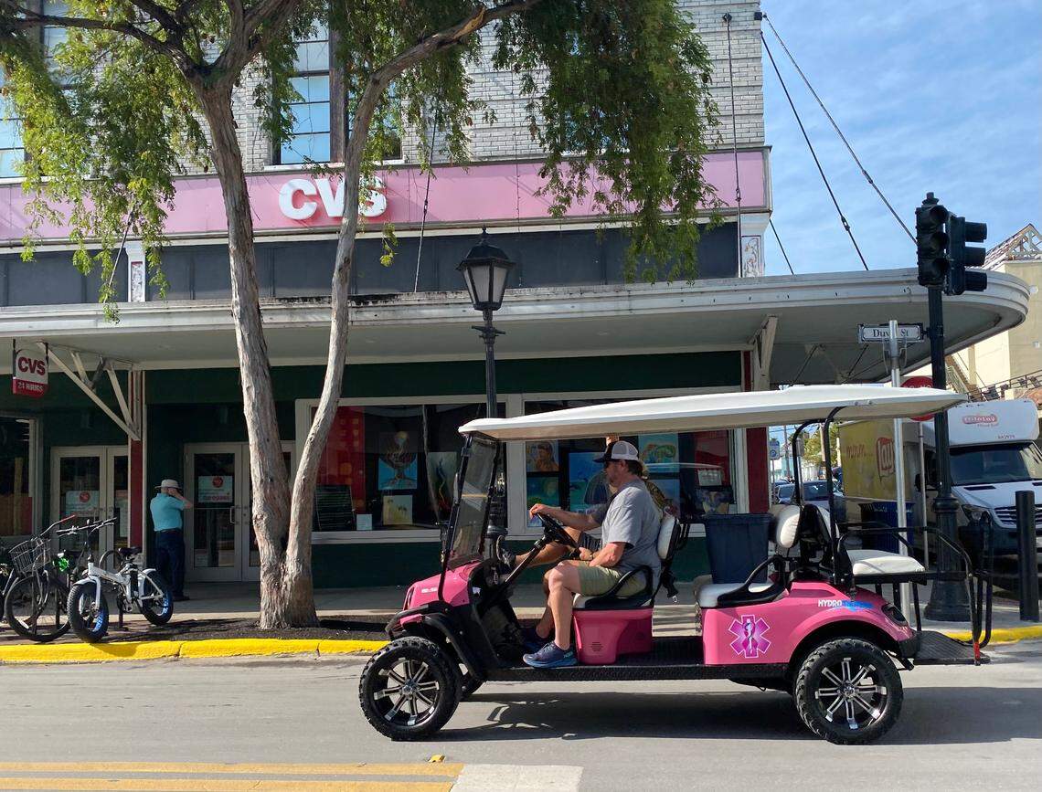 Golf carts are one way to get around Key West.
