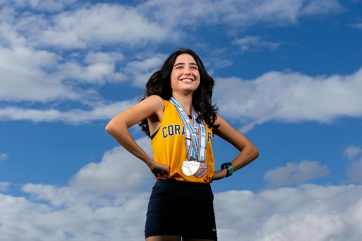 Dade Cross Country Player of the Year Penelope Sosa, from Coral Park, is photographed at A.D. Barnes Park in Miami, Florida on Wednesday, January 12, 2022.