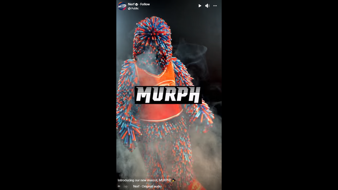 Murph is Nerf’s new mascot and is made of 10,000 Nerf darts.