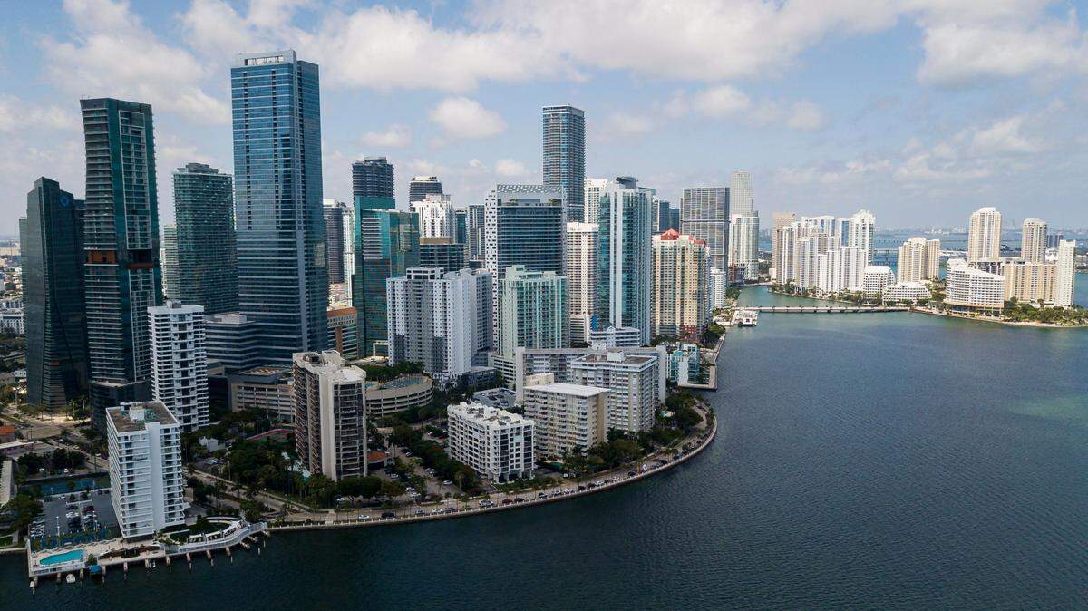 Brickell Key and Brickell, which has nine months of condo inventory available, shown in March 2020.