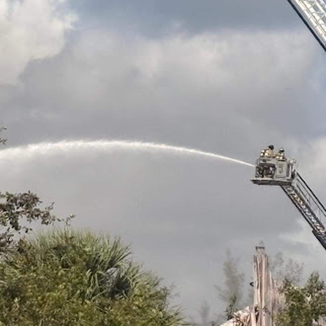 Miami-Dade Fire Rescue continues to battle a five-alarm warehouse fire near Miami Gardens at 20600 NW 47th Ave. on Friday March 6, 2026.