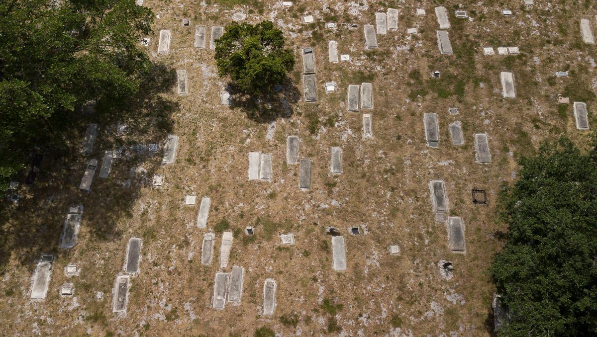 Aerial view of the North Woodlawn Cemetery on Wednesday, April 17, 2024, in Fort Lauderdale, Florida.
