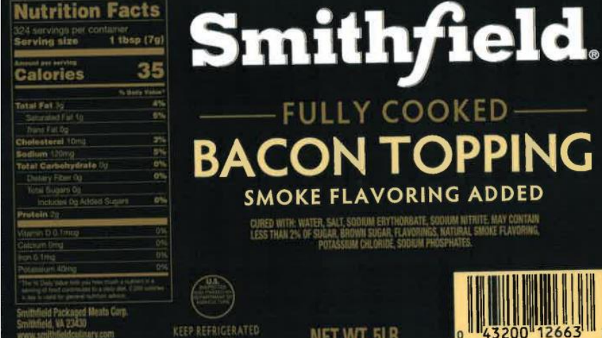 The label of one of the recalled products.