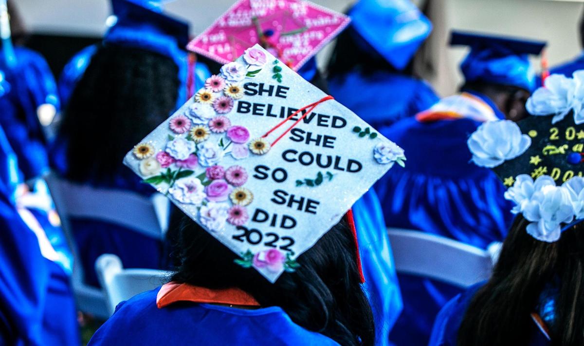 A message on a mortarboard at the Spring 2022 Commencement ceremony at Florida Memorial University in Miami Gardens, on Saturday May 14, 2022.