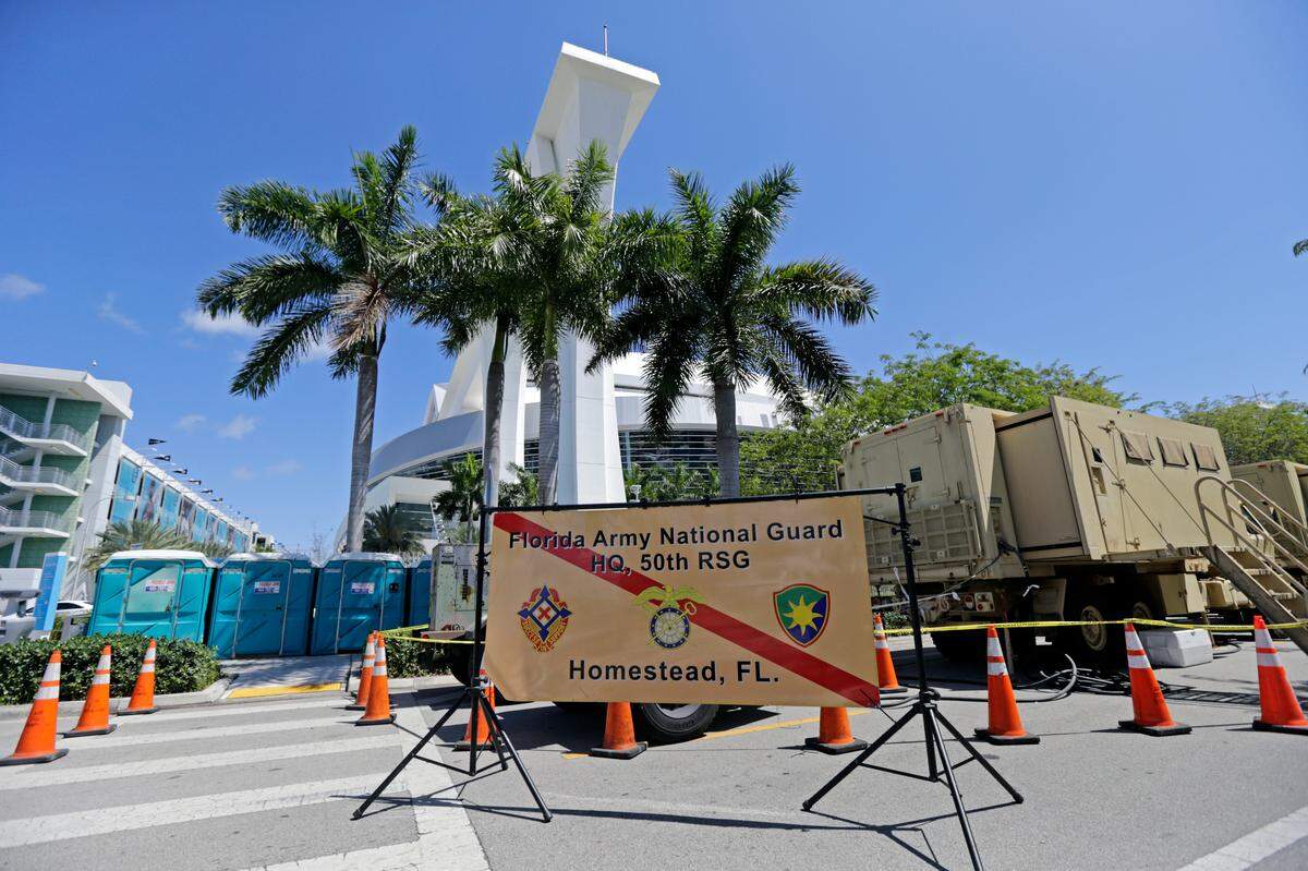 The Florida Army National Guard is assisting at the new COVID-19 drive-thru testing center at Marlins Park, which is limited to people age 65 or older who have symptoms of the novel coronavirus.