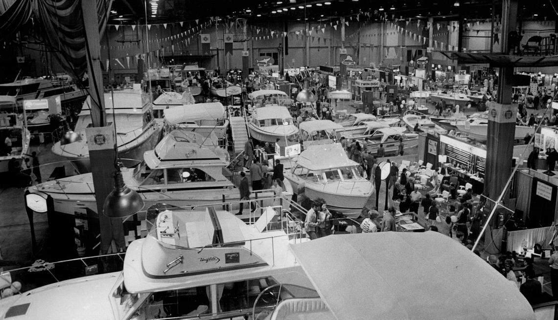 Boat show at the Miami Beach Convention Hall in 1970.