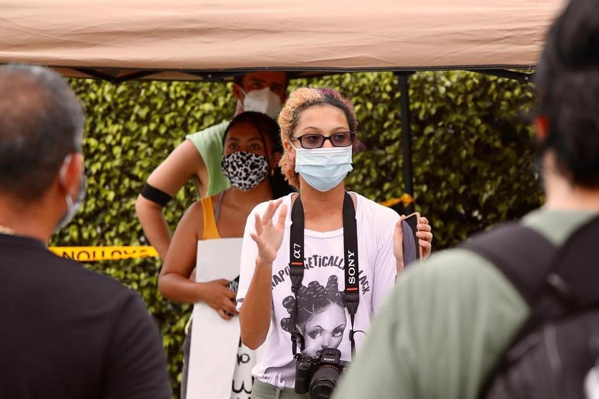 Organizer Nina Zamora, 19, during a protest in Miami Lakes calling for Justice for George Floyd on Sunday, June 7, 2020.