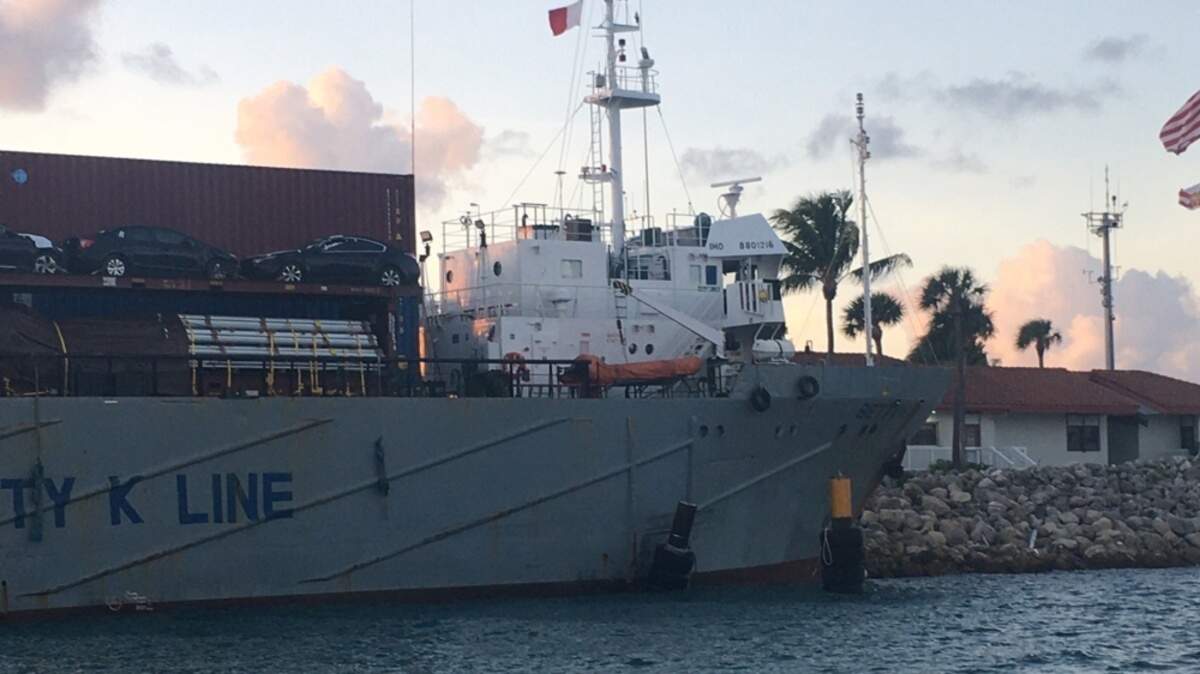 The 203-foot Panamanian-flagged cargo vessel, Betty K VI, ran aground north of Fishers Island, in Miami Beach, on Nov. 7, 2019. The U.S. Coast Guard was able to free it on Nov. 8.
