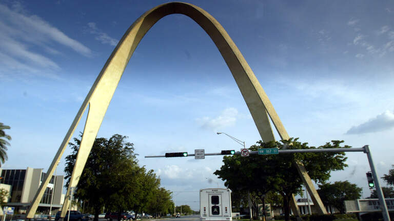 Have you seen this giant arch off a Miami highway? Take a look at the quirky landmark