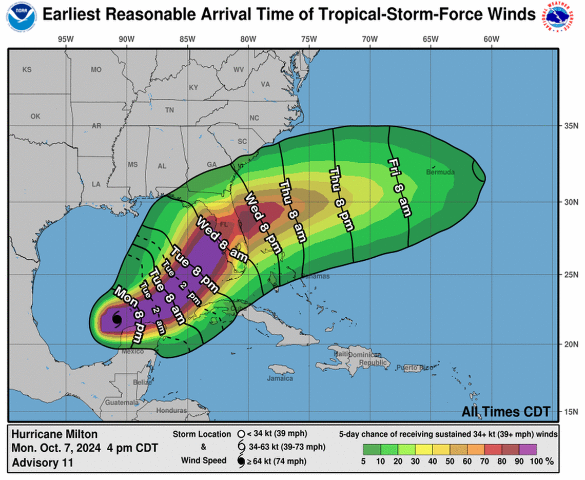 Florida could start to feel Hurricane Milton’s winds as soon as Wednesday morning.