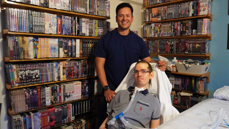 He’s 43, an author with muscular dystrophy. His elderly mom is his primary caretaker