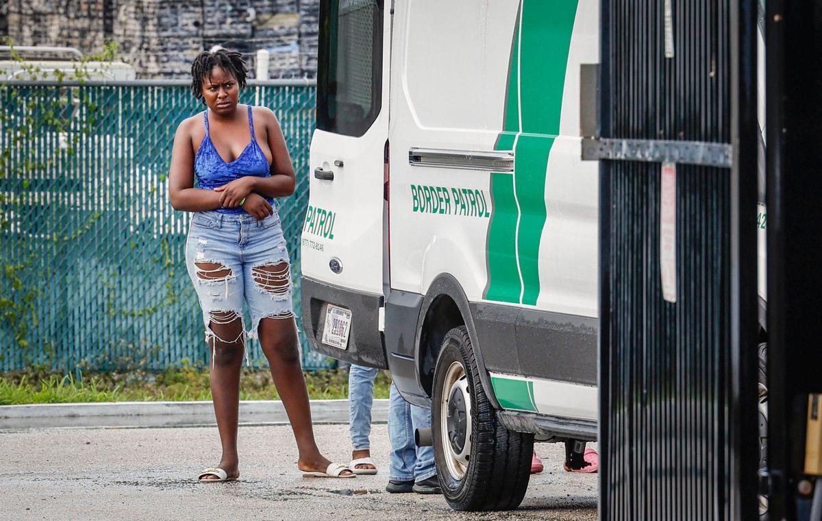 Haitian migrants prepare to depart the U.S. Customs and Border Protection station in the Middle Florida Keys city of Marathon Wednesday, June 26, 2024. They were among a group of almost 120 people who arrived earlier in the morning on a migrant boat in Key West.