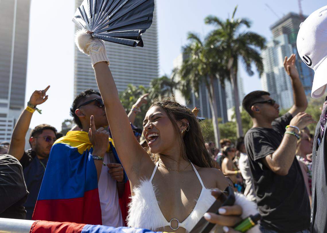 Natalie Hidalgo, 19, from Miami, dances as Loud Luxury performs during Ultra Music Festival’s 26th anniversary at Bayfront Park on Saturday, March 28, 2026, in downtown Miami, Fla.