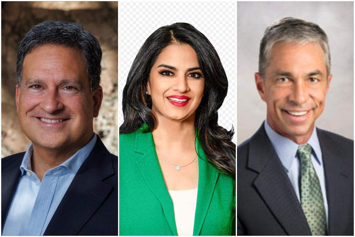 Coral Gables Group III candidates, from left to right: Richard Lara, Claudia Miro and Thomas O. Wells