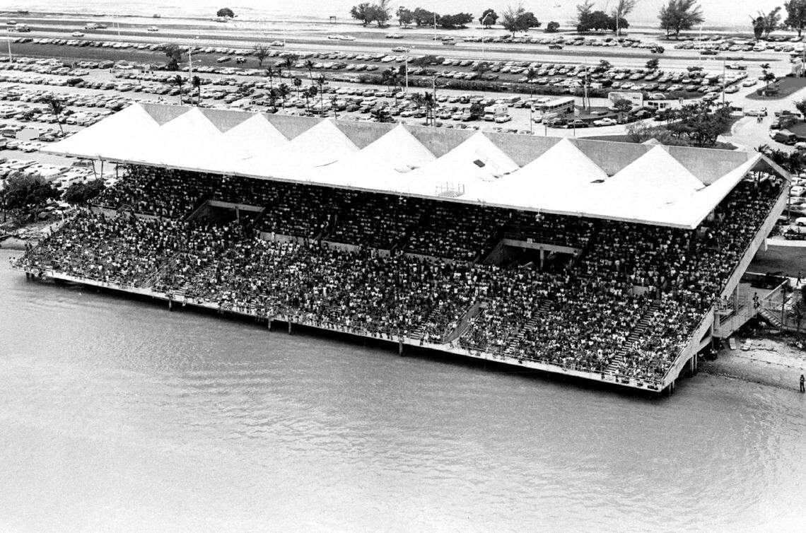A photo of the crowds at Miami Marine Stadium