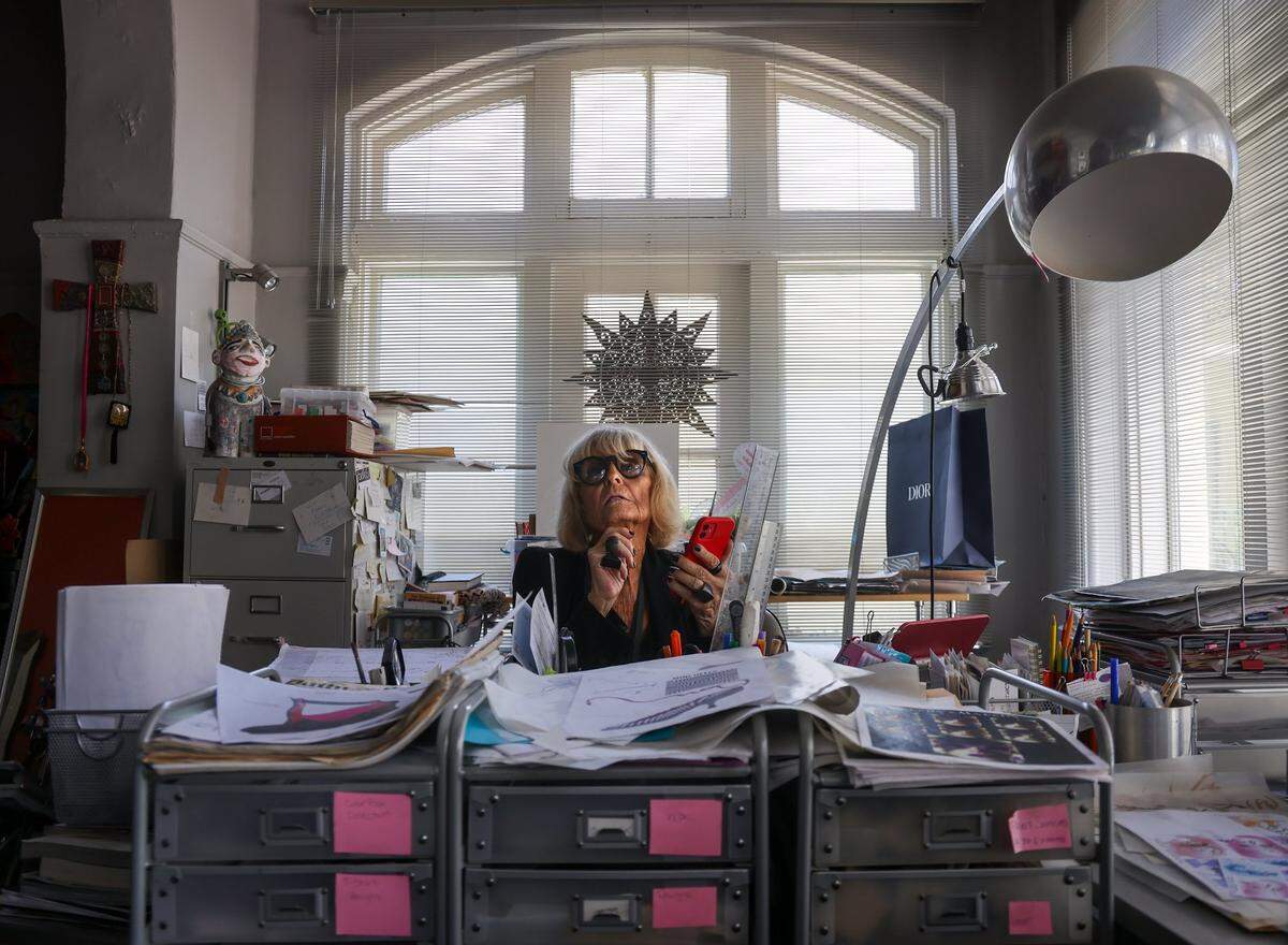 Designer Barbara Hulanicki at her apartment in South Beach. At age 87, a renewed interest in the fashion and design legend has emerged. She just closed a retrospective at London’s Fashion and Textile Museum, co-wrote a new book on the Biba phenomenon and recently was commissioned to work on some of Miami Beach’s Art Deco buildings.