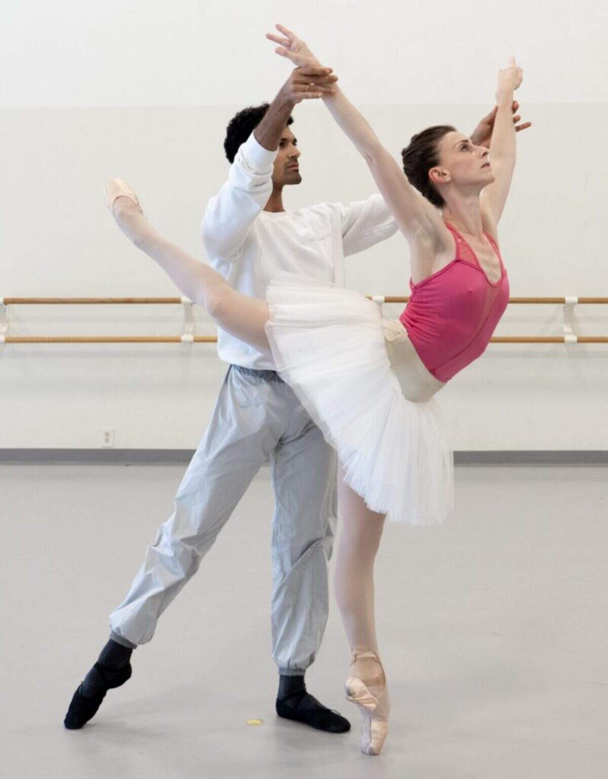 Renan Cerdeiro and Samantha Hope Galler rehearsing “Swan Lake” inside the Miami City Ballet studios.