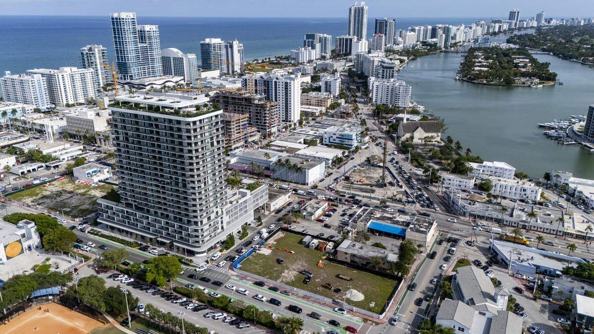 Aerial view of the recently developed 72 Park Miami Beach in North Miami Beach on Tuesday, May 5, 2026, in Miami Beach, Fla.