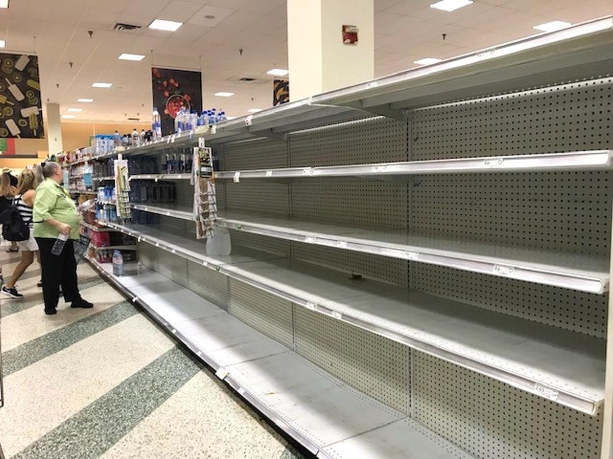There was heavy demand for large jugs of water at the Coral Ridge Mall Publix store where most shoppers seemed to be filling their carts with the precious resource. One man said buying the jugs was âeasier than boiling.âù The store was keeping up with demand and though some shelves were empty, there were displays elsewhere for customers to choose from.