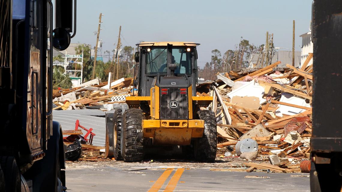 Contractor crews started cleaning the streets of Mexico Beach on Friday, Oct. 12, 2018, two days after Category 4 Hurricane Michael devastated the small coastal town in the Florida Panhandle.