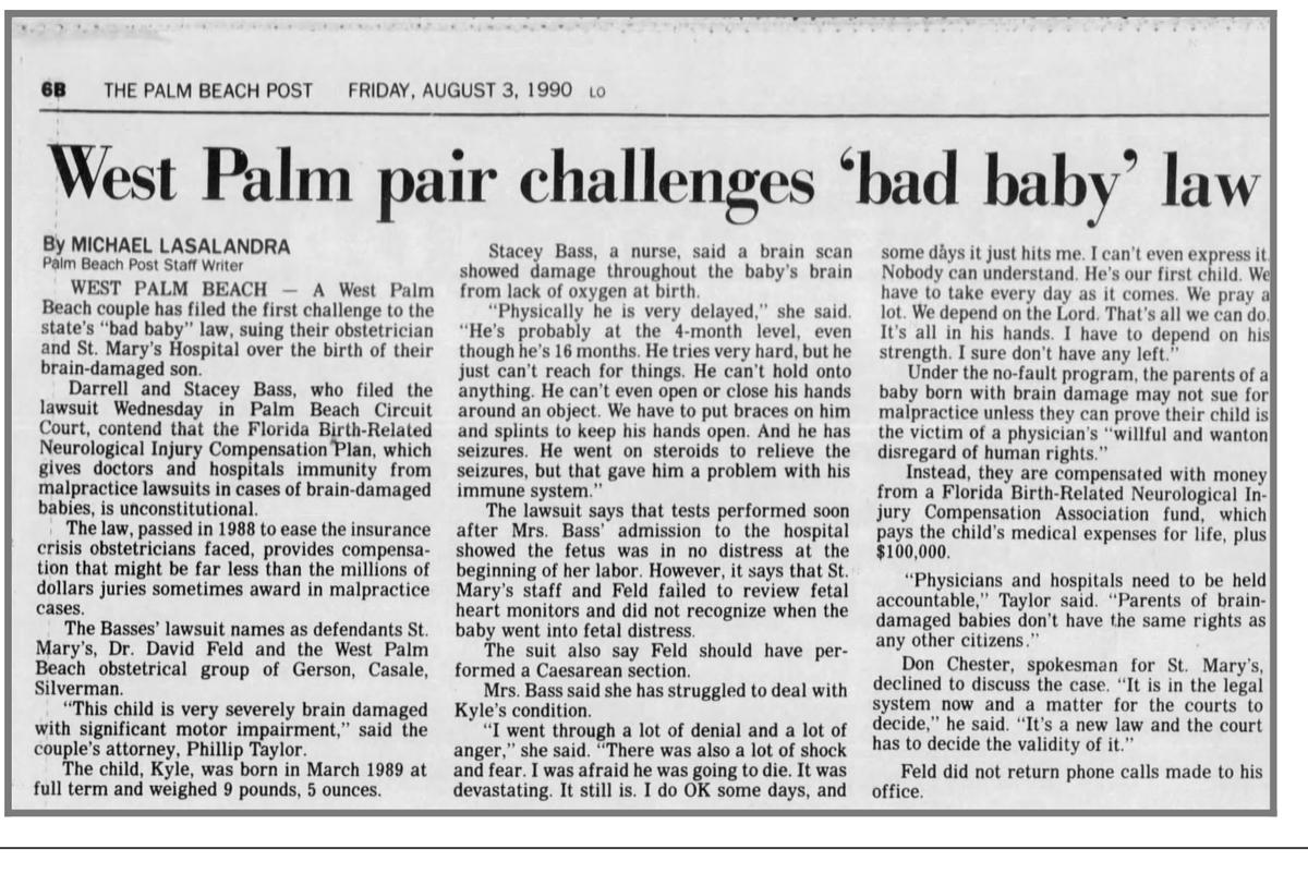 La ley del "bad baby": Un titular de 1990.