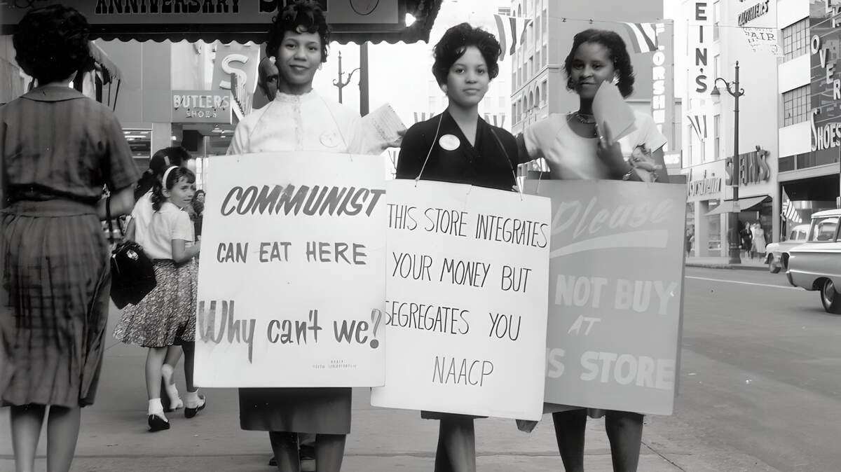 In this photograph by Ernest Withers, women protest segregation during the Civil Rights Movement. The photo is part of a free exhibition of Withers’ work at The Arts and Recreation Center in Opa-locka through Thursday, Aug. 31.