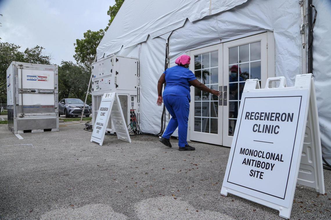 The state-run monoclonal antibody treatment site in Pembroke Pines at CB Smith Park opened on Wednesday, August 18, 2021.