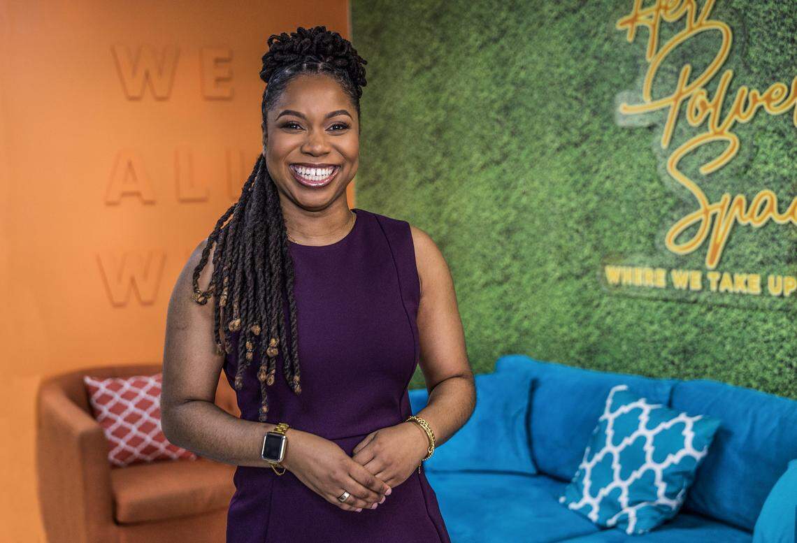 Kerrina O'Connor, a tax professional with Kake Financial Services & Taxes LLC, posed in her office in Lauderhill, Florida, on Friday, February 13, 2026.