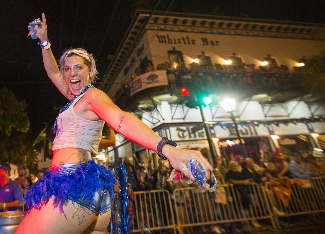 Participants in the 2017 Fantasy Fest parade make their way down Duval Street in Key West on Saturday, Oct. 28, 2017.