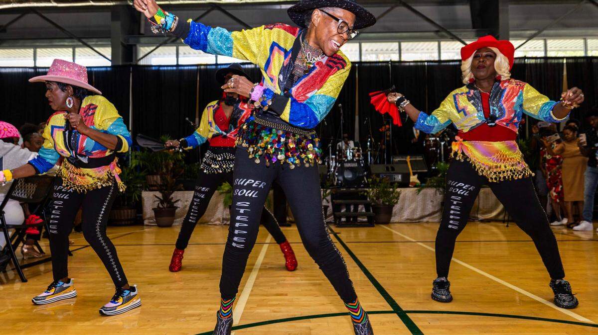 Miami Gardens Super Soul Steppers perform for guests during the 18th Annual Haitian Thanksgiving Brunch.